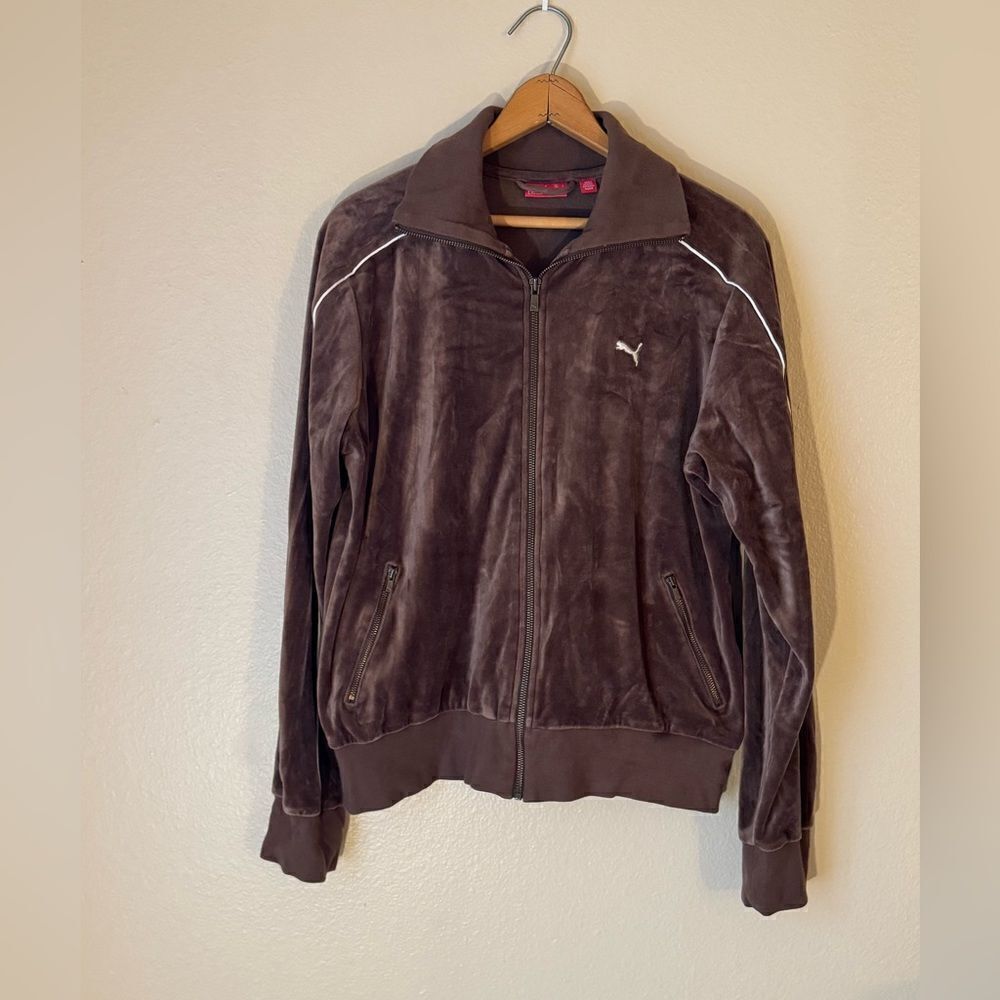 Vintage Puma Full Zip Velour Jacket - Large